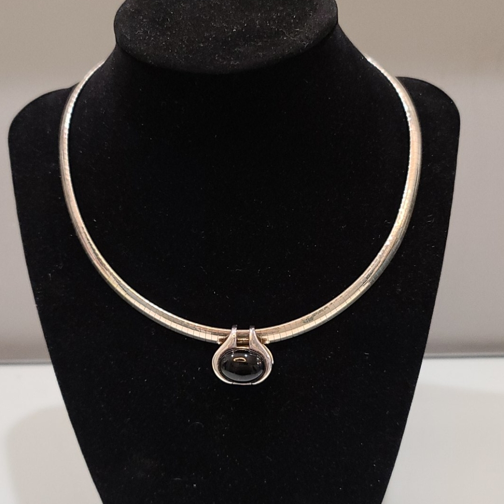 - Omega necklace with black onyx enhancer